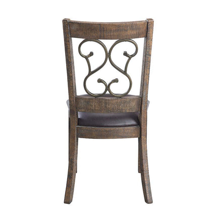 Raphaela - Side Chair (Set of 2) - Black PU & Weathered Cherry Finish ACME 