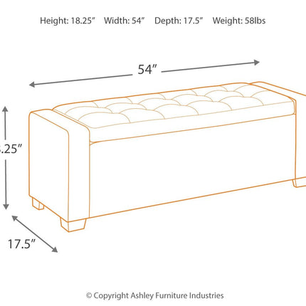 Benches - Black - Upholstered Storage Bench - Faux Leather Ashley Furniture 