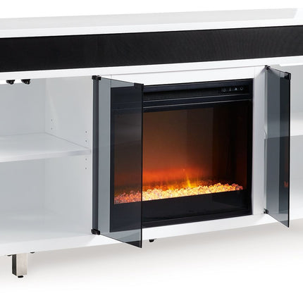 Gardoni - White / Black - 72" TV Stand With Electric Fireplace Signature Design by Ashley® 