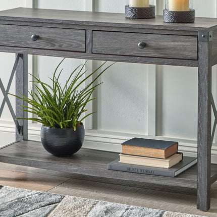 Freedan - Grayish Brown - Console Sofa Table Ashley Furniture 