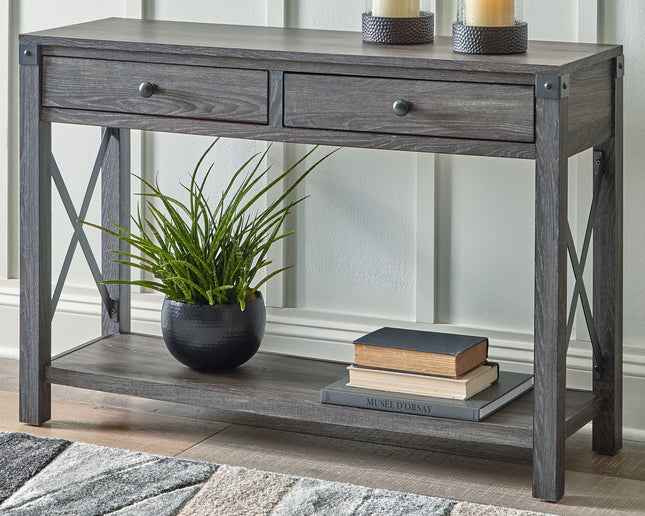 Freedan - Grayish Brown - Console Sofa Table Ashley Furniture 