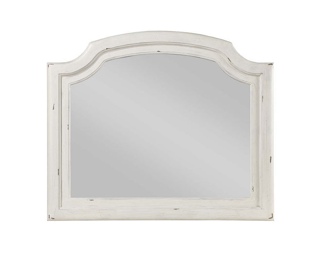 Jaqueline - Mirror - Light Gray Linen & Antique White Finish ACME 