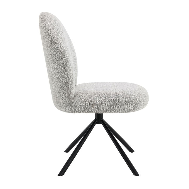 Lawton - Side Chair With Swivel (Set of 2) - Gray Boucle & Black Finish ACME 