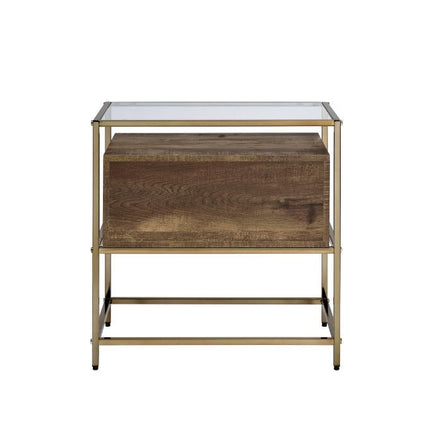 Knave - Accent Table - Walnut & Champagne Finish ACME 