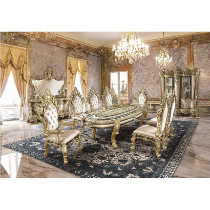 Desiderius - Dining Table - Antique Gold & Hand-Painted Brown - Tony's Home Furnishings