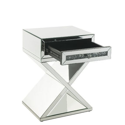 Noralie - Accent Table X-Shaped Base - Pearl Silver - Wood ACME 