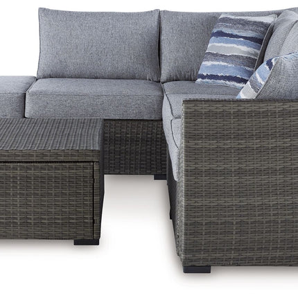 Petal Road - Gray - Loveseat Sectional, Ottoman, Table Set (Set of 4) Signature Design by Ashley® 