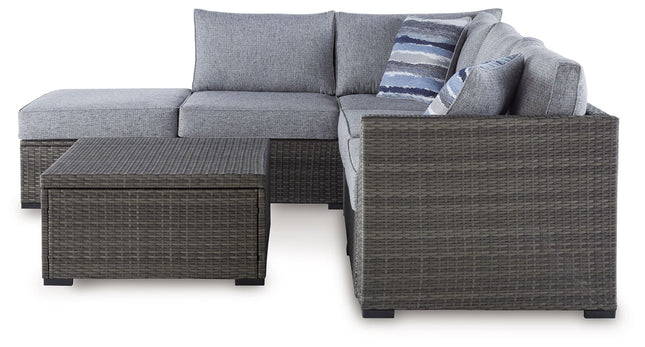 Petal Road - Gray - Loveseat Sectional, Ottoman, Table Set (Set of 4) Signature Design by Ashley® 