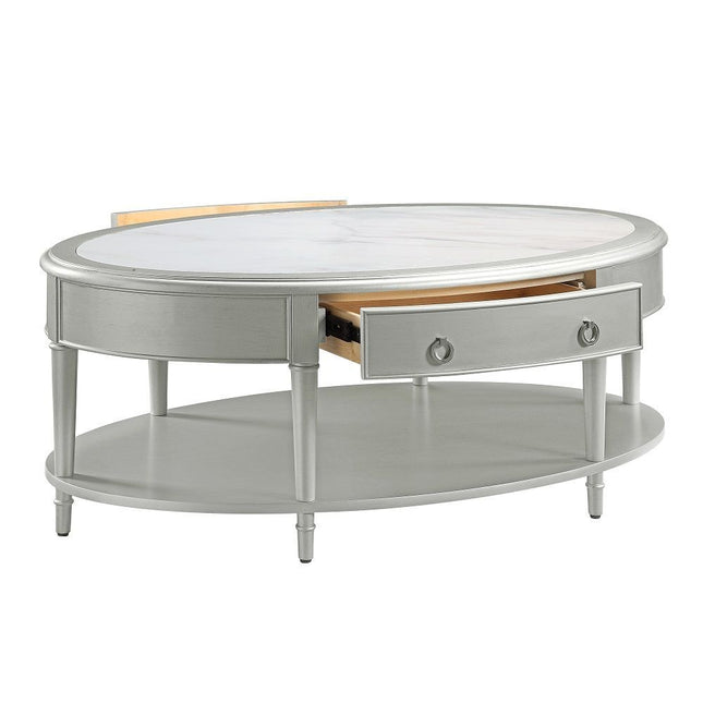 Kasa Coffee Table - Sintered Stone Top & Champagne Finish ACME 