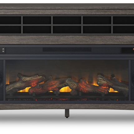 Montillan - Grayish Brown - 84" TV Stand With Electric Fireplace Signature Design by Ashley® 