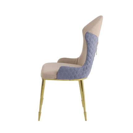 Caolan - Side Chair (Set of 2) - Tan, Lavender Fabric & Gold ACME 