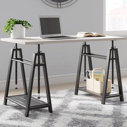 Bayflynn - White / Black - Adjustable Height Desk Ashley Furniture 