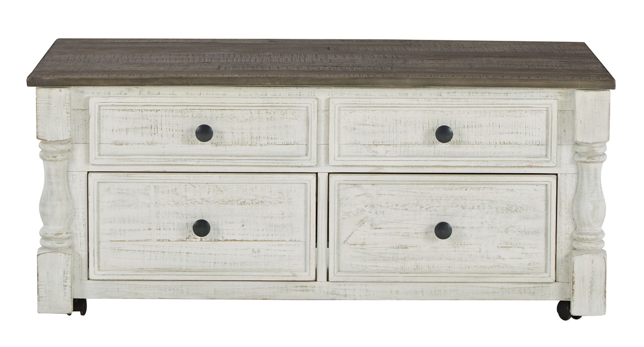 Havalance - White / Gray - Lift Top Cocktail Table With Storage Drawers - Tony's Home Furnishings