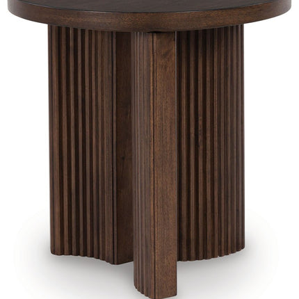 Korestone - Dark Brown - Round End Table - Tony's Home Furnishings