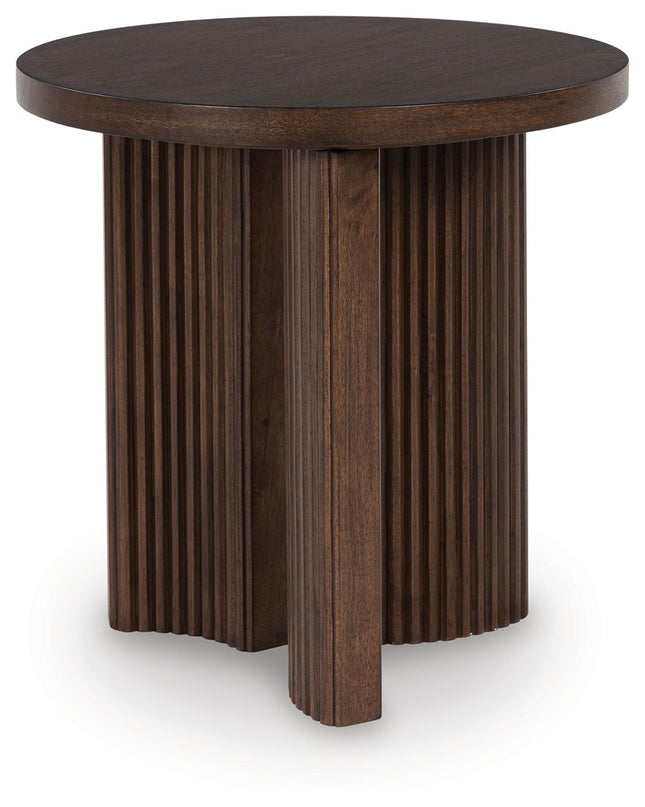 Korestone - Dark Brown - Round End Table - Tony's Home Furnishings