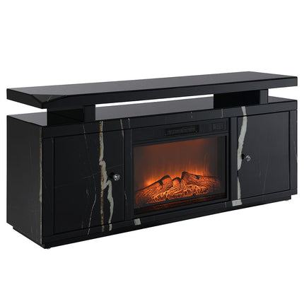 Drisana - TV Stand With Fireplace - Black Mirrored Finish ACME 