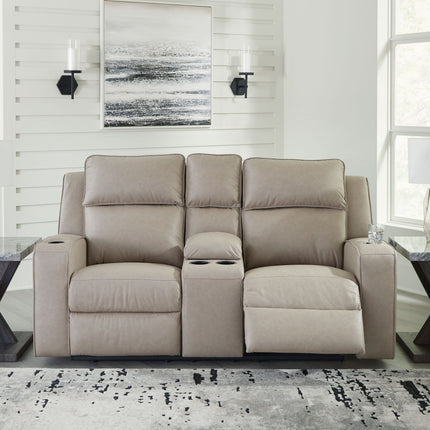 Lavenhorne - Pebble - Dbl Rec Loveseat W/Console Signature Design by Ashley® 