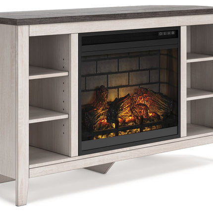 Dorrinson - Corner TV Stand With Fireplace Insert Signature Design by Ashley® 