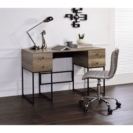 Desirre - Desk - Rustic Oak & Black ACME 