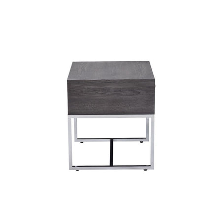 Iban - End Table - Gray Oak & Chrome ACME 