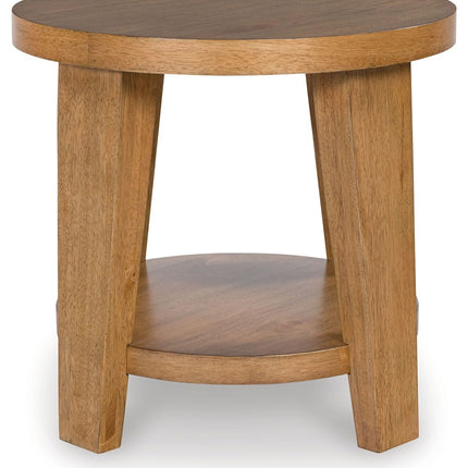 Kristiland - Light Brown - Round End Table Signature Design by Ashley® 