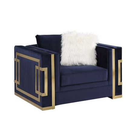 Virrux - Chair - Blue Velvet & Gold Finish ACME 