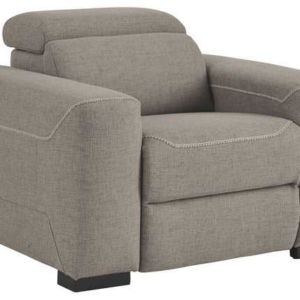 Mabton - Gray - Pwr Recliner/Adj Headrest Ashley Furniture 