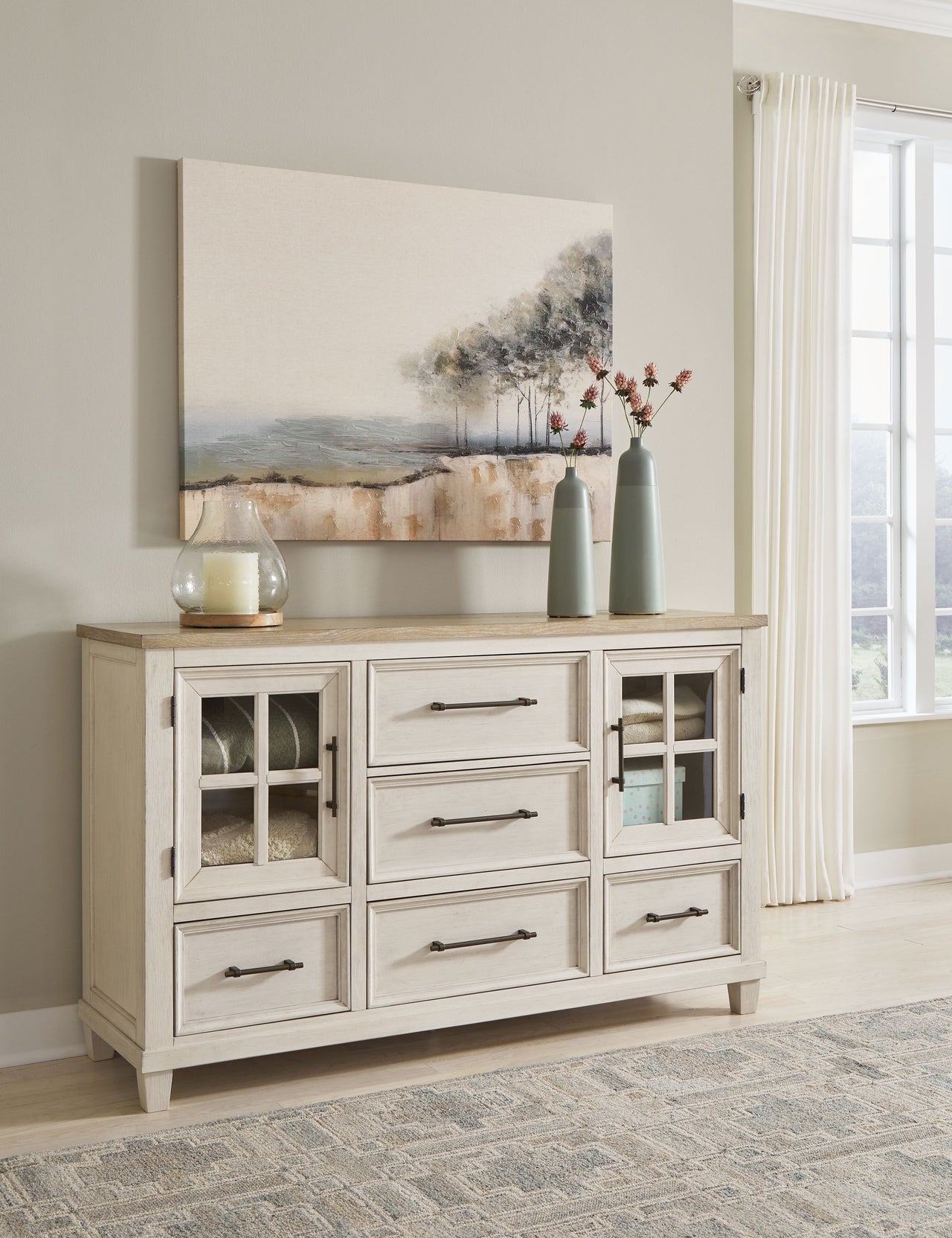 Shaybrock - Antique White / Brown - Dresser - Tony's Home Furnishings