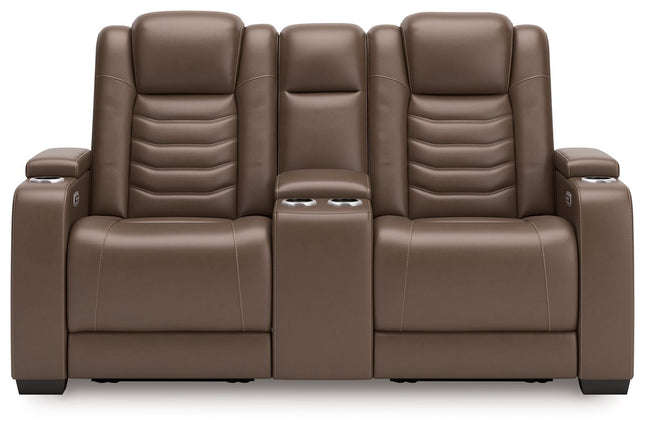 High Impact - Tobacco - Power Reclining Loveseat With Console / Adj Hdrst Signature Design by Ashley® 