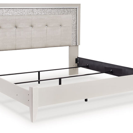 Zyniden - Silver - King Upholstered Panel Bed Signature Design by Ashley® 