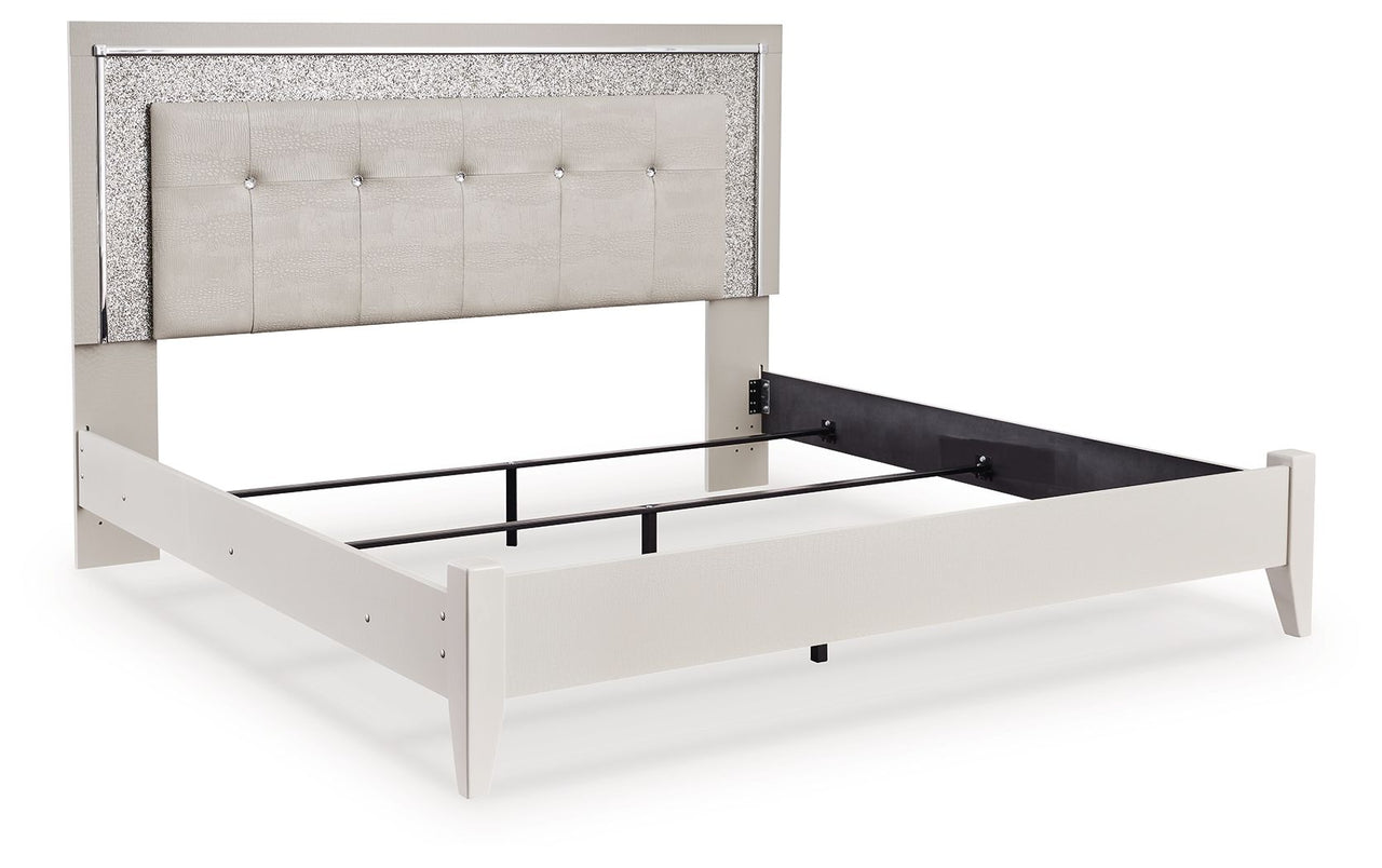Zyniden - Silver - King Upholstered Panel Bed Signature Design by Ashley® 