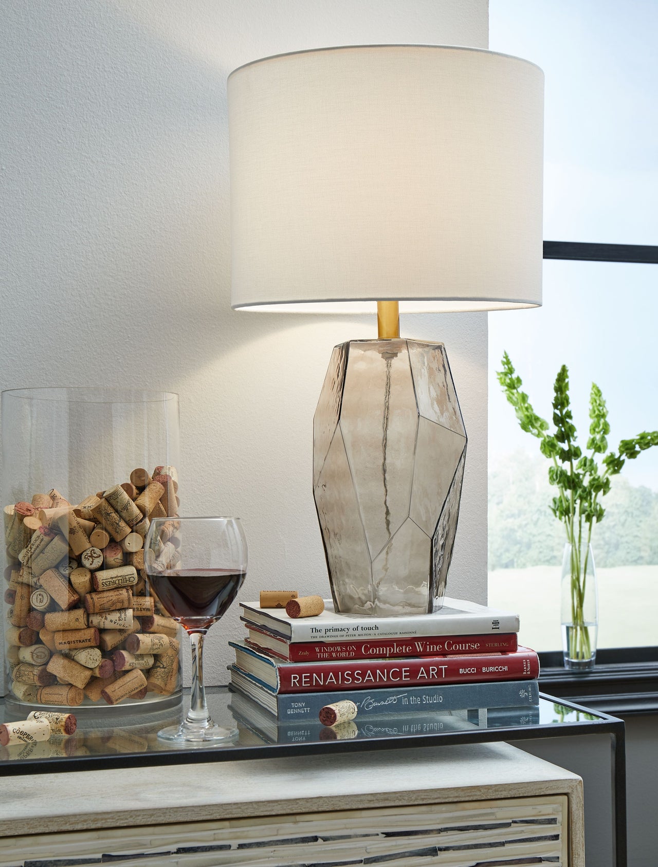 Taylow - Gray - Glass Table Lamp - Tony's Home Furnishings