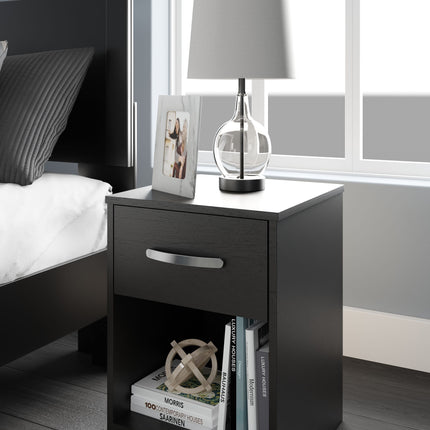 Finch - Black - One Drawer Night Stand - 23" Height Signature Design by Ashley® 