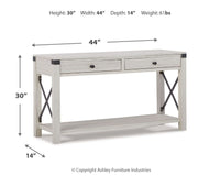 Thumbnail for Bayflynn - Whitewash - Console Sofa Table With 2 Drawers