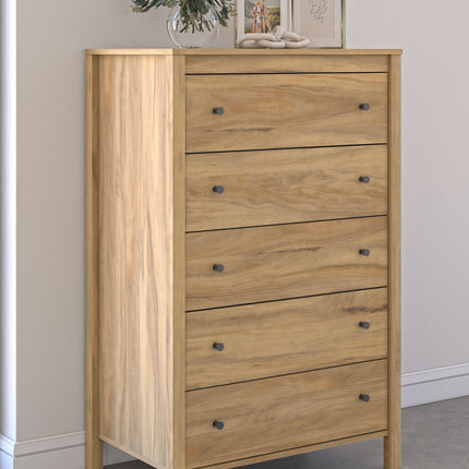 Bermacy - Light Brown - Five Drawer Chest Signature Design by Ashley® 