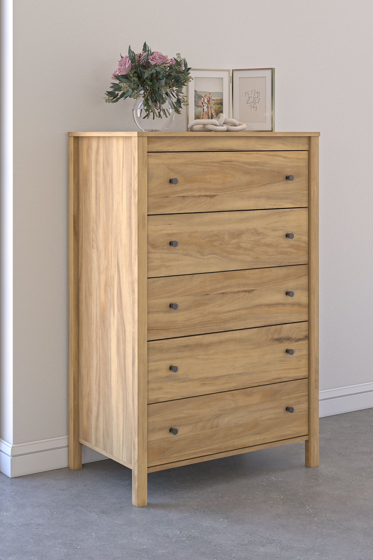 Bermacy - Light Brown - Five Drawer Chest Signature Design by Ashley® 