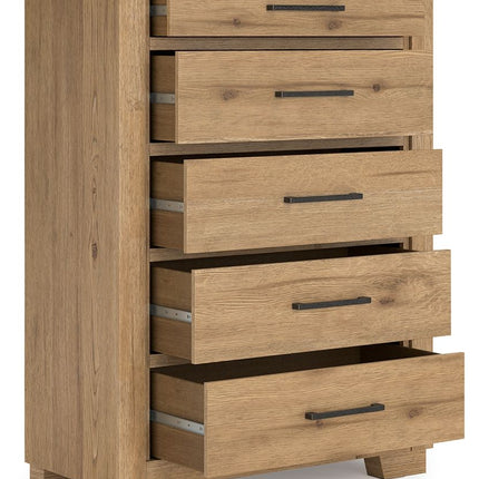 Galliden - Light Brown - Five Drawer Chest Signature Design by Ashley® 