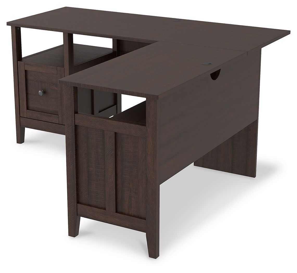 Camiburg - Warm Brown - 2-Piece Home Office Desk - Tony's Home Furnishings