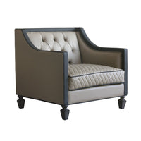 House - Beatrice Chair - Tan PU, Black PU & Charcoal Finish - Tony's Home Furnishings