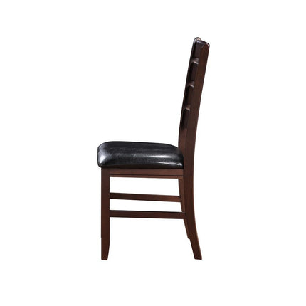 Urbana - Side Chair (Set of 2) - Black Synthetic Leather & Cherry Finish ACME 