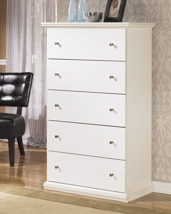 Bostwick - White - Five Drawer Chest Ashley Furniture 