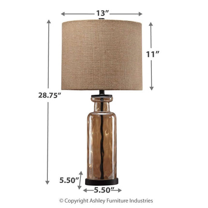 Laurentia - Champagne - Glass Table Lamp Ashley Furniture 