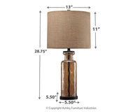 Thumbnail for Laurentia - Champagne - Glass Table Lamp Ashley Furniture 