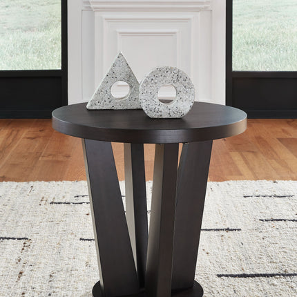 Chasinfield - Dark Brown - Round End Table Signature Design by Ashley® 