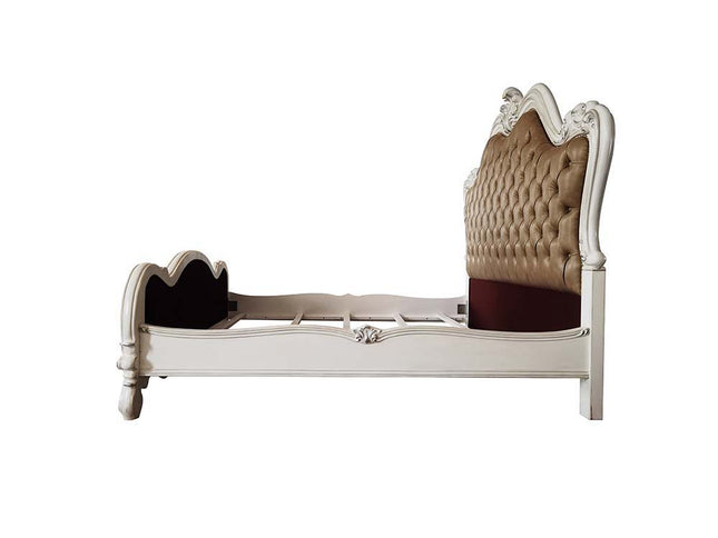 Versailles II - Queen Bed - Vintage Gray PU & Bone White Finsih ACME 