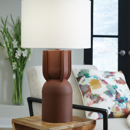 Rowandale - Brick Red - Metal Table Lamp Signature Design by Ashley® 