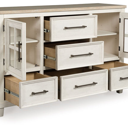 Shaybrock - Antique White / Brown - Dresser Benchcraft® 