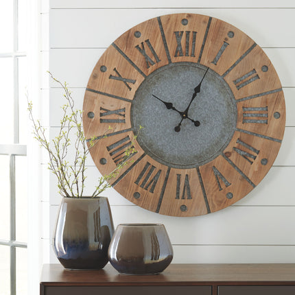 Payson - Antique Gray / Natural - Wall Clock Ashley Furniture 