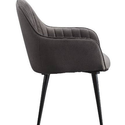 Caspian - Side Chair (Set of 2) - Dark Gray Fabric & Black Finish ACME 