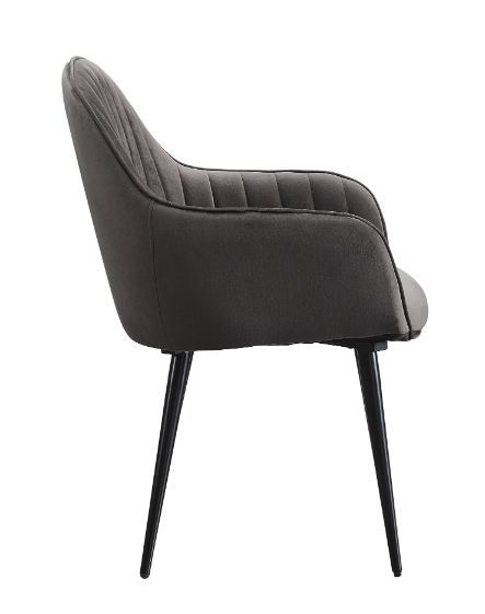 Caspian - Side Chair (Set of 2) - Dark Gray Fabric & Black Finish ACME 